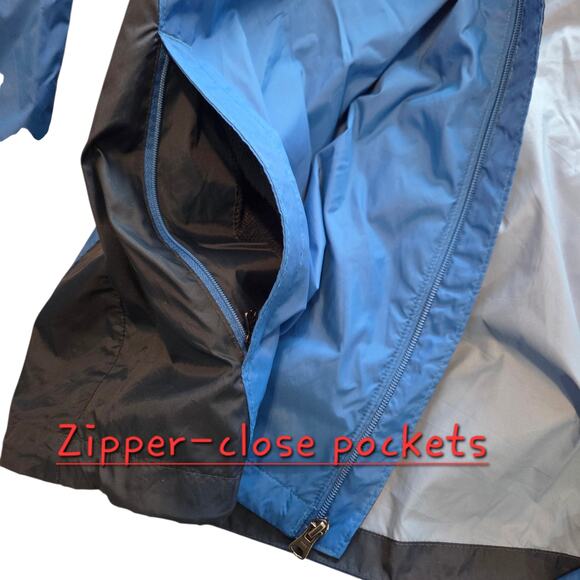 Columbia Windbreaker Jacket Men's XL Royal Blue Hidden hood, packable - Picture 8 of 11